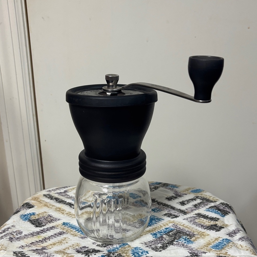 Black Manual Coffee Grinder with Glass Jar - Picture 6 of 6